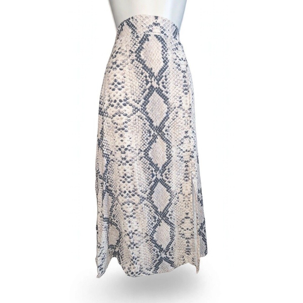 PrettyLittleThing Snake Maxi Skirt 6 NWT Beige Python Side Slit High Waist